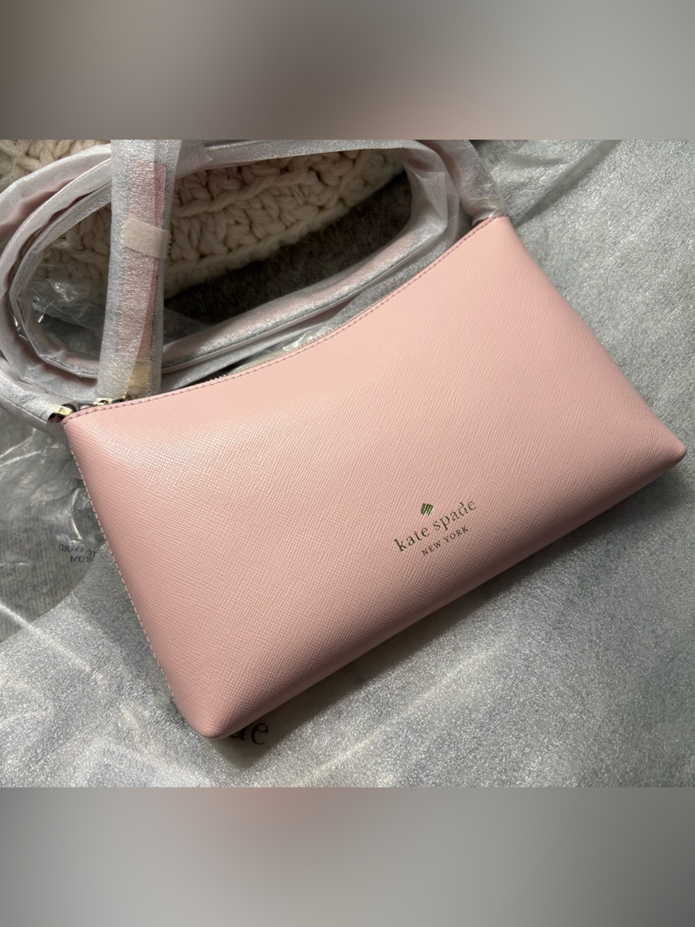 ♠️kate spade Sadie chalk pink Saffiano leather crossbody bag gold hardware KE594